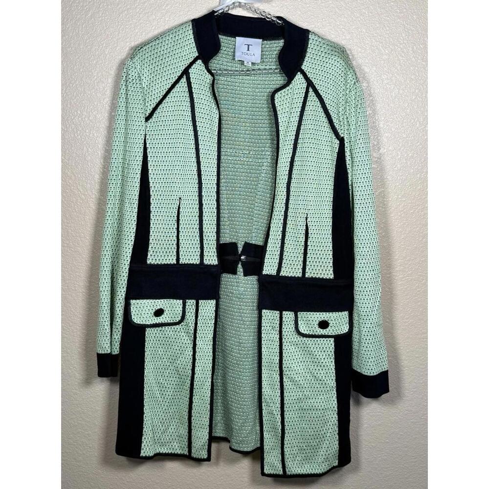 Toula  Women 2n1 Cardigan Jacket  Size  S Waist Zipper Quiet Luxury